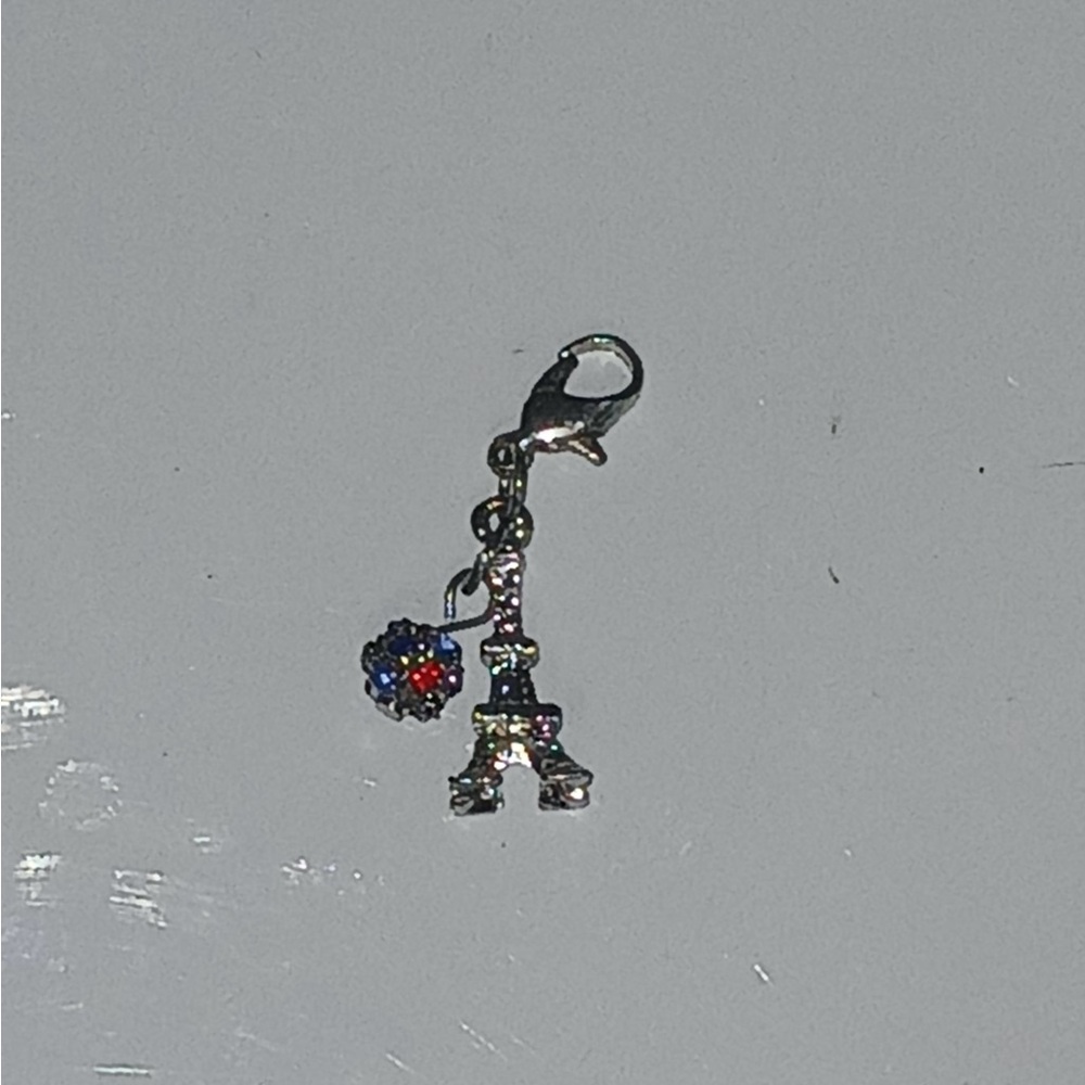 Silver Eiffel Tower Charm with Multicolor Accents